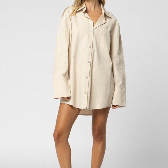 Stylish beige shirt dress NWT - Picture 1 of 6